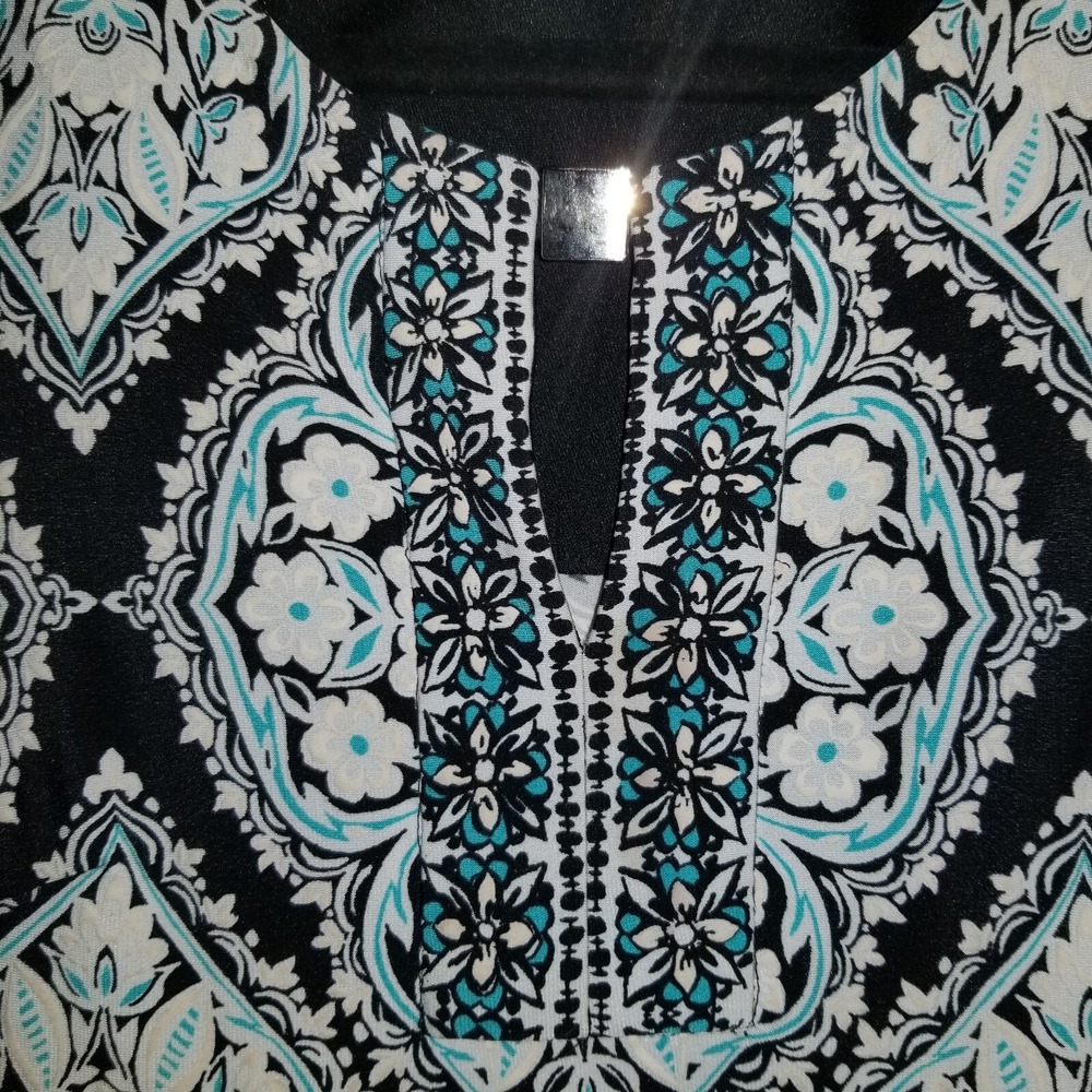 Studio One New York Shift Dress Textured Print Hardware Stretch Boho Size Small - Picture 6 of 9
